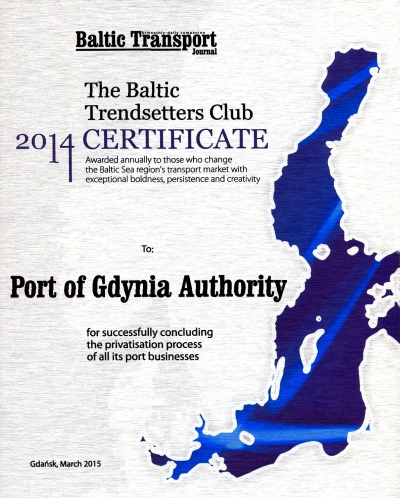Zarząd Morskiego Portu Gdynia S.A. wśród laureatów The Baltic Trendsetters Club - GospodarkaMorska.pl