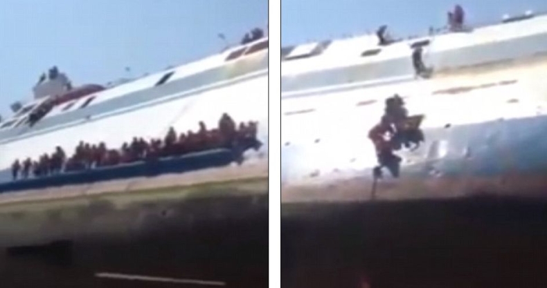 Ucieczka z tonącego statku w Indonezji (wideo) - GospodarkaMorska.pl