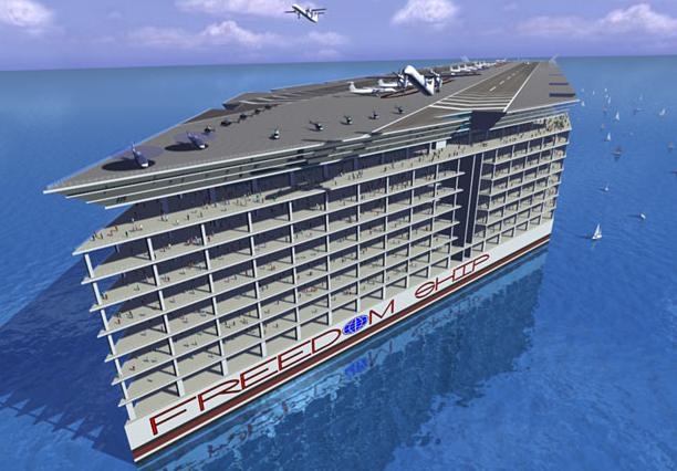 Freedom Ship – budowa największego statku w historii znów opóźniona (foto, wideo) - GospodarkaMorska.pl