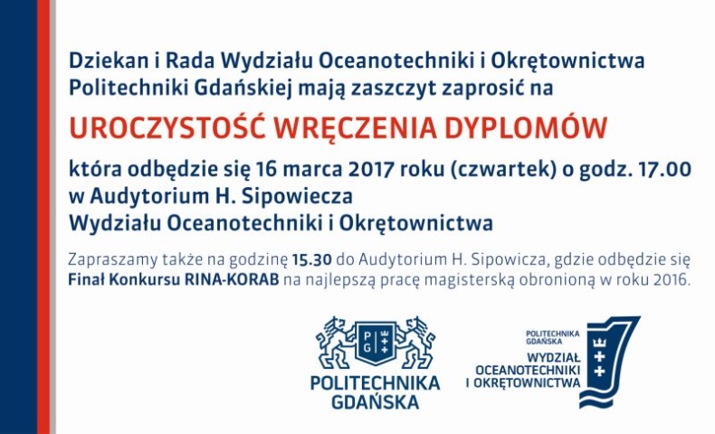 Finał konkursu RINA-KORAB 2017 oraz uroczystość wręczenia dyplomów na Politechnice Gdańskiej - GospodarkaMorska.pl