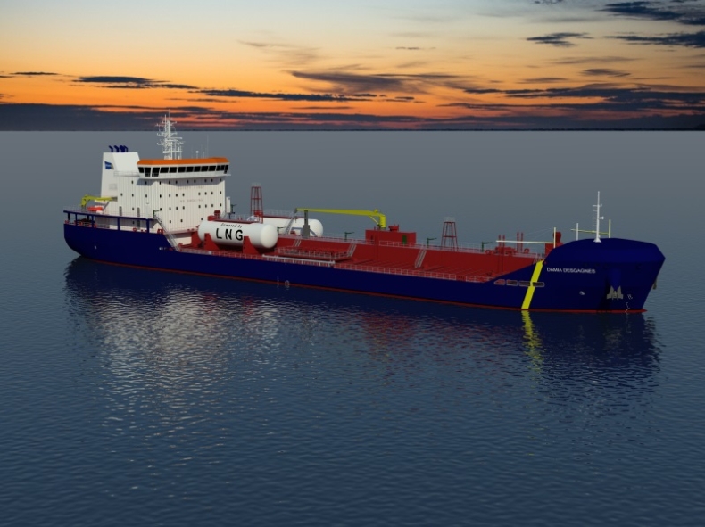 Chrzest pierwszego na świecie asfaltowca z napędem dual-fuel (wideo) - GospodarkaMorska.pl