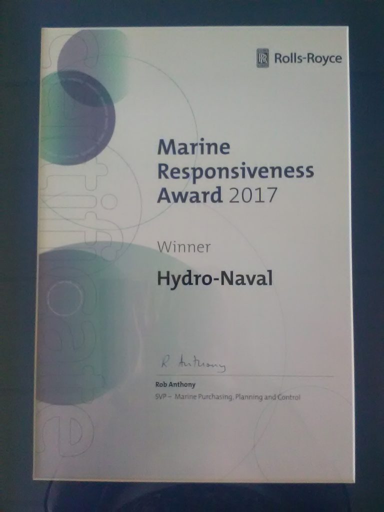 Rolls-Royce Awards 2017 dla Hydro-Naval - GospodarkaMorska.pl