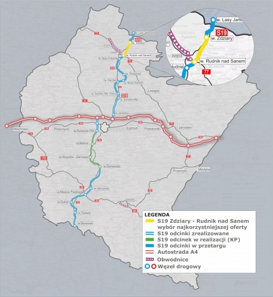 Podkarpackie: Wybrano ofertę na odcinek S19 Zdziary-Rudnik nad Sanem - GospodarkaMorska.pl