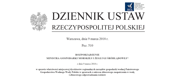 Rozporządzenie o właściwości miejscowej dyrektorów RZGW opublikowane - GospodarkaMorska.pl