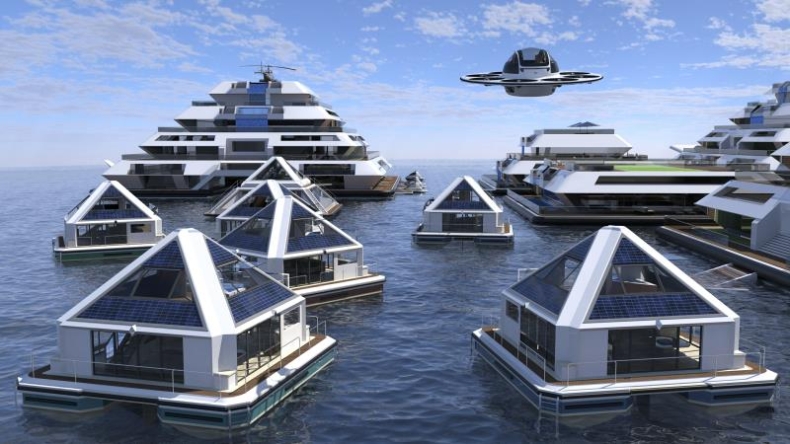 Tak będzie wyglądało pływające miasto przyszłości. Budowa ma ruszyć już za cztery lata (wizualizacje) - GospodarkaMorska.pl