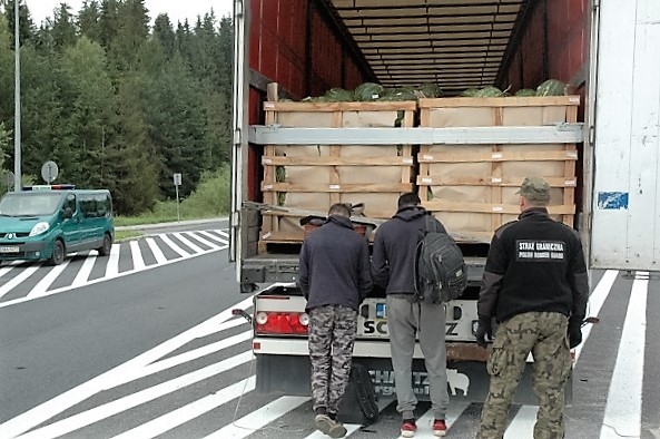 Małopolskie: W naczepie tira z arbuzami ukryli się Afgańczycy - GospodarkaMorska.pl