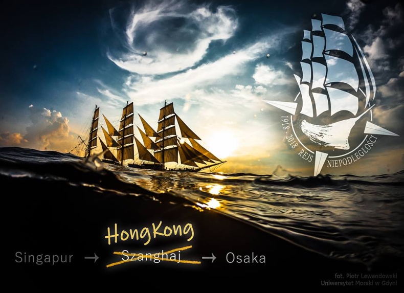 Zmieniona trasa Daru Młodzieży - statek zawinie do Hongkongu - GospodarkaMorska.pl