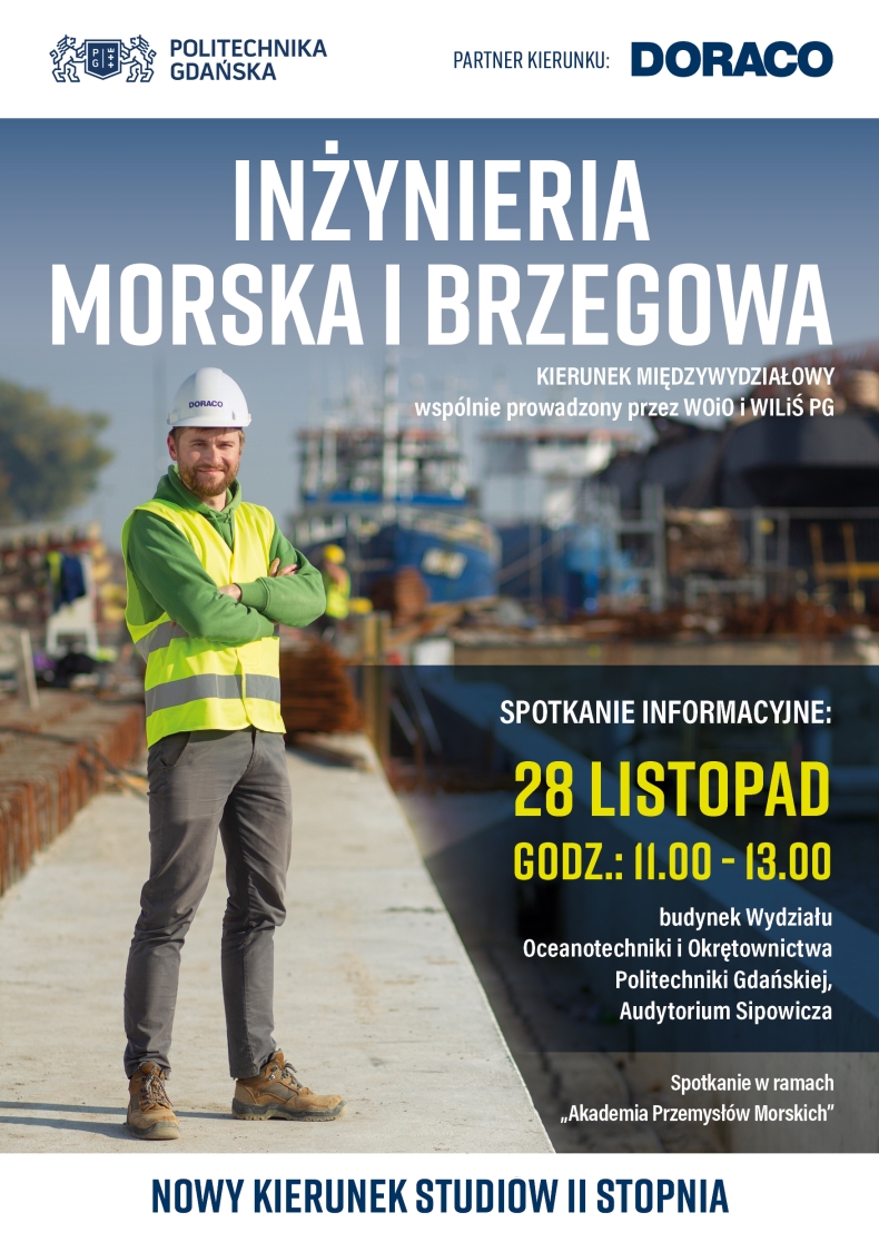 Inżynieria Morska i Brzegowa – nowy kierunek kształcenia na Politechnice Gdańskiej pod patronatem DORACO - GospodarkaMorska.pl