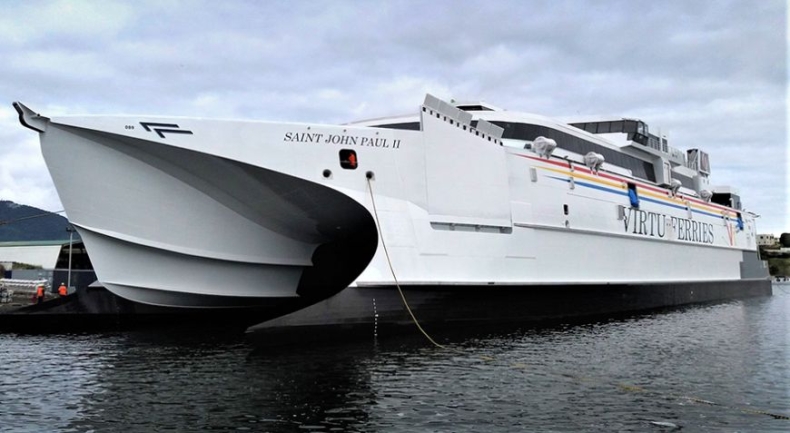 Zaczęły się próby morskie z udziałem promu Saint John Paul II - GospodarkaMorska.pl