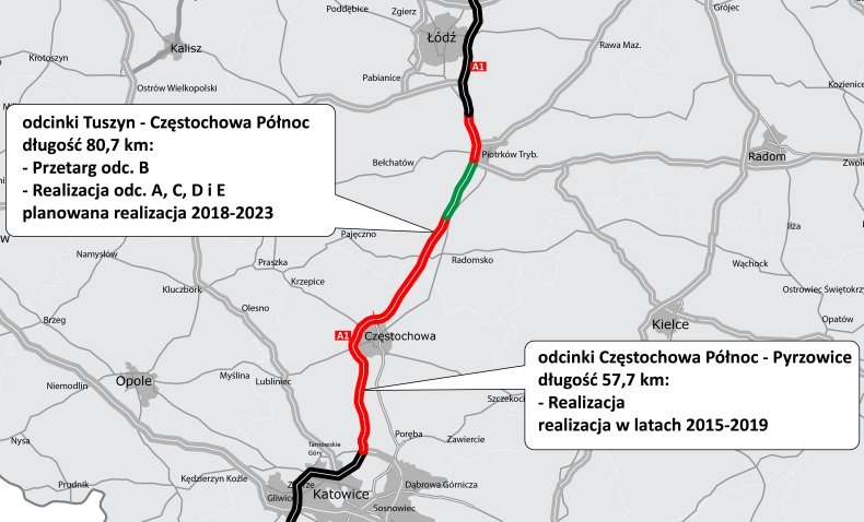 Pięć ofert na budowę odcinka autostrady A1 Piotrków Trybunalski-Kamieńsk - GospodarkaMorska.pl