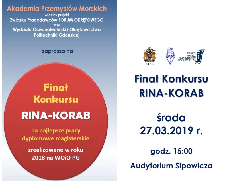 Finał Konkursu RINA-KORAB oraz uroczystość wręczenia dyplomów - GospodarkaMorska.pl