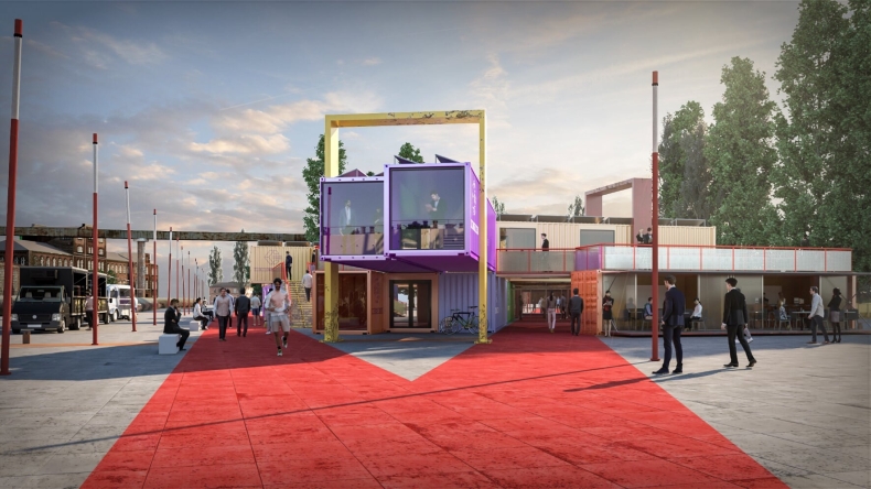 Miasteczko kontenerowe na terenie Stoczni Cesarskiej. Znamy wyniki konkursu (wizualizacje) - GospodarkaMorska.pl