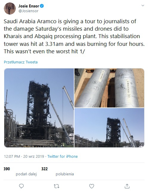 Dziennikarze obejrzeli miejsce ataku na obiekty naftowe w Arabii Saudyjskiej - GospodarkaMorska.pl