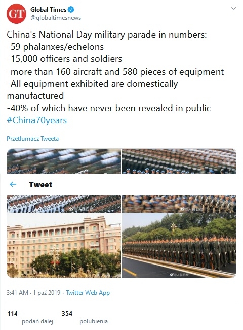 Wielki pokaz siły zbrojnej na rocznicę komunistycznej ChRL - GospodarkaMorska.pl