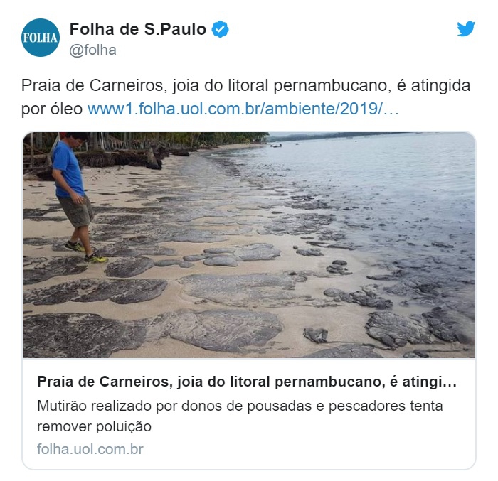 Brazylia: Plama zużytego oleju silnikowego dotarła do plaży Carneiros (wideo) - GospodarkaMorska.pl