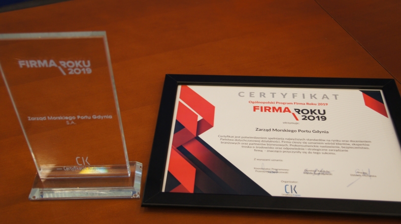 Port Gdynia Laureatem Ogólnopolskiego Programu Firma Roku 2019 - GospodarkaMorska.pl