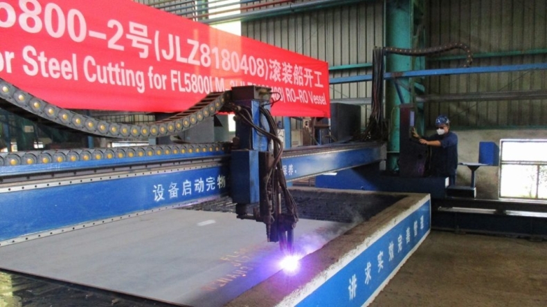 Pocięto blachy pod drugi hybrydowy statek Ro-Ro dla Finnlines - GospodarkaMorska.pl