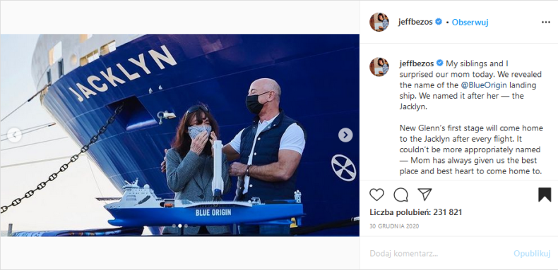 Założyciel Amazona ochrzcił statek do obsługi rakiet kosmicznych  - GospodarkaMorska.pl