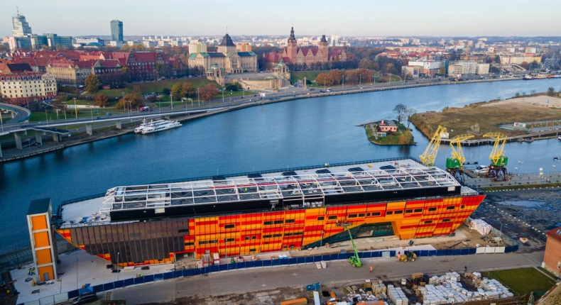 Morskie Centrum Nauki w Szczecinie. Zobacz zdjęcia z prac na budowie - GospodarkaMorska.pl