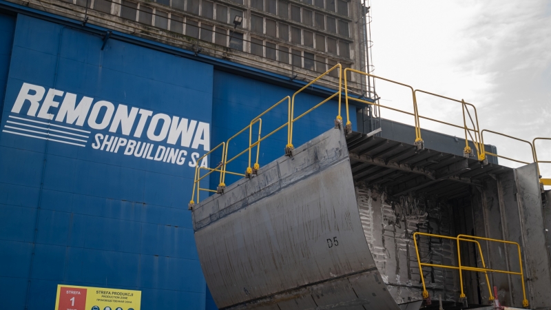 Położenie stępki pod ORP Rybitwa. To kolejny niszczyciel min powstający w stoczni Remontowa Shipbuilding S.A.-GospodarkaMorska.pl