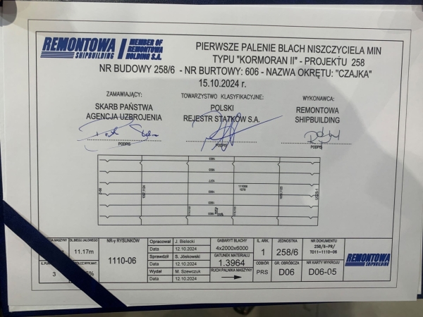 Remontowa Shipbuilding S.A. rozpoczęła budowę szóstego Kormorana. Przyszły ORP Czajka powstaje-GospodarkaMorska.pl