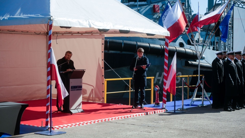 „Nadaję ci imię Rybitwa”. Chrzest i wodowanie kolejnego niszczyciela min dla polskiej Marynarki Wojennej-GospodarkaMorska.pl