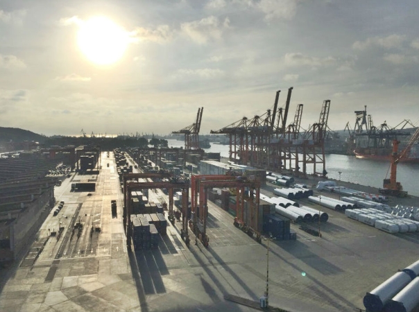 Widok z dachu portowego biurowca na terminal BCT w Gdyni-GospodarkaMorska.pl