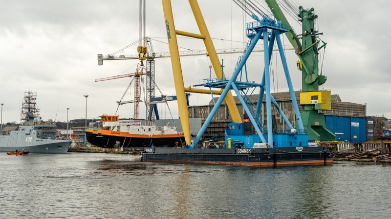 Lodołamacz „Tarpan” dla RZGW w Szczecinie zwodowany w stoczni Remontowa Shipbuilding [foto, wideo]-GospodarkaMorska.pl