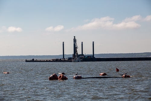 Mierzeja Wiślana. Prace kafarowe na sztucznej wyspie na finiszu [WIDEO]-GospodarkaMorska.pl